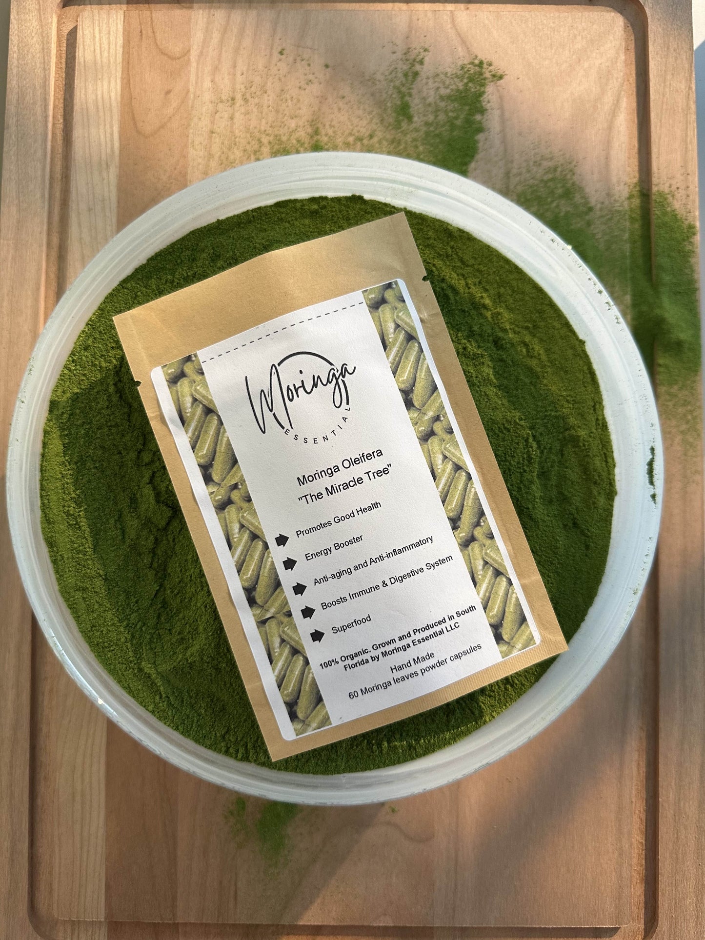 Organic Moringa Oleifera 60-Capsule Bag