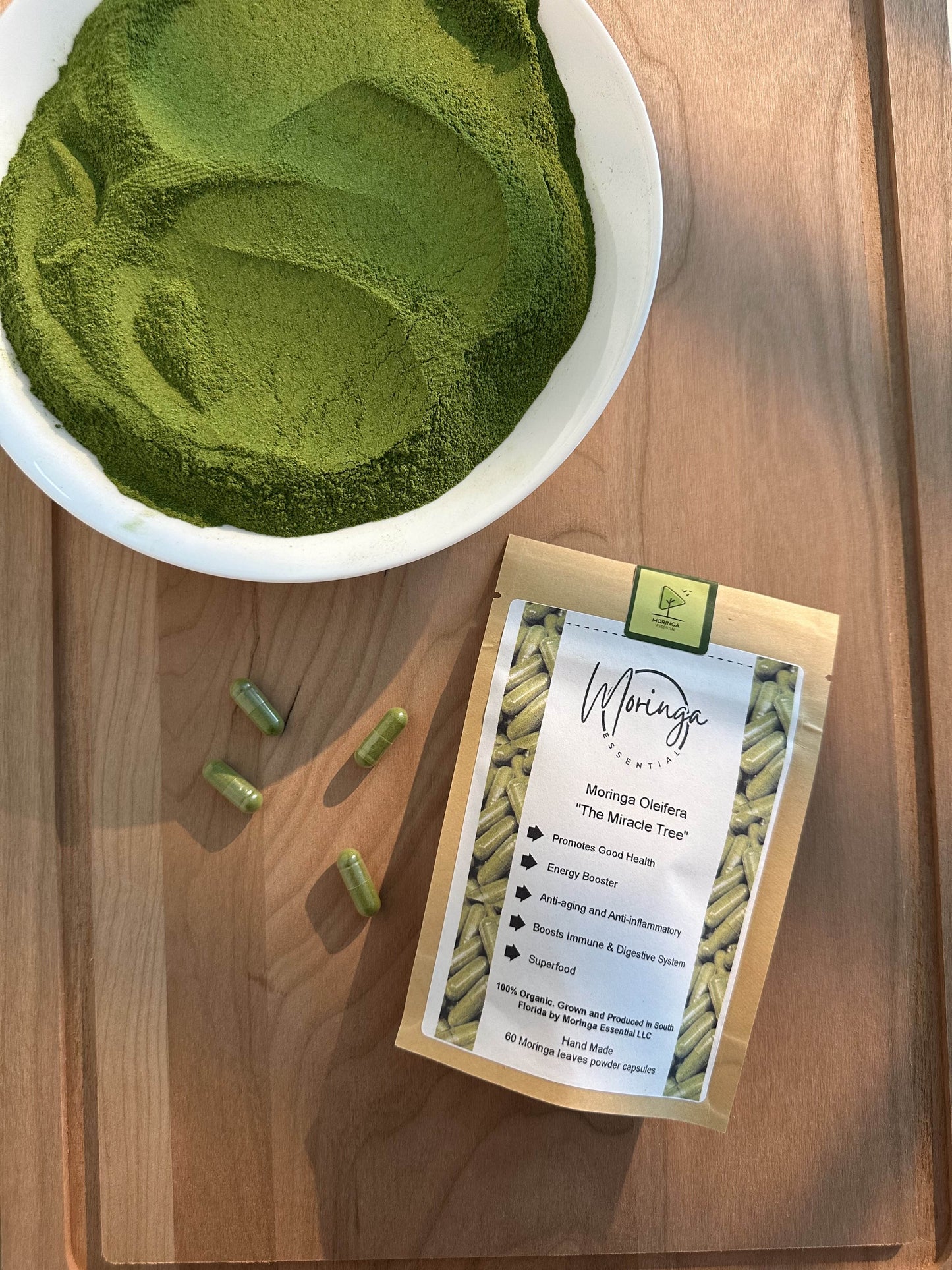 Organic Moringa Oleifera 60-Capsule Bag