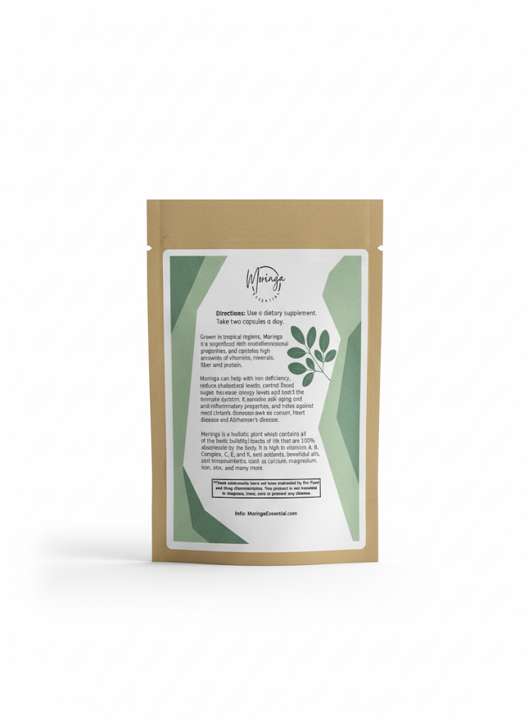 Organic Moringa Oleifera 60-Capsule Bag